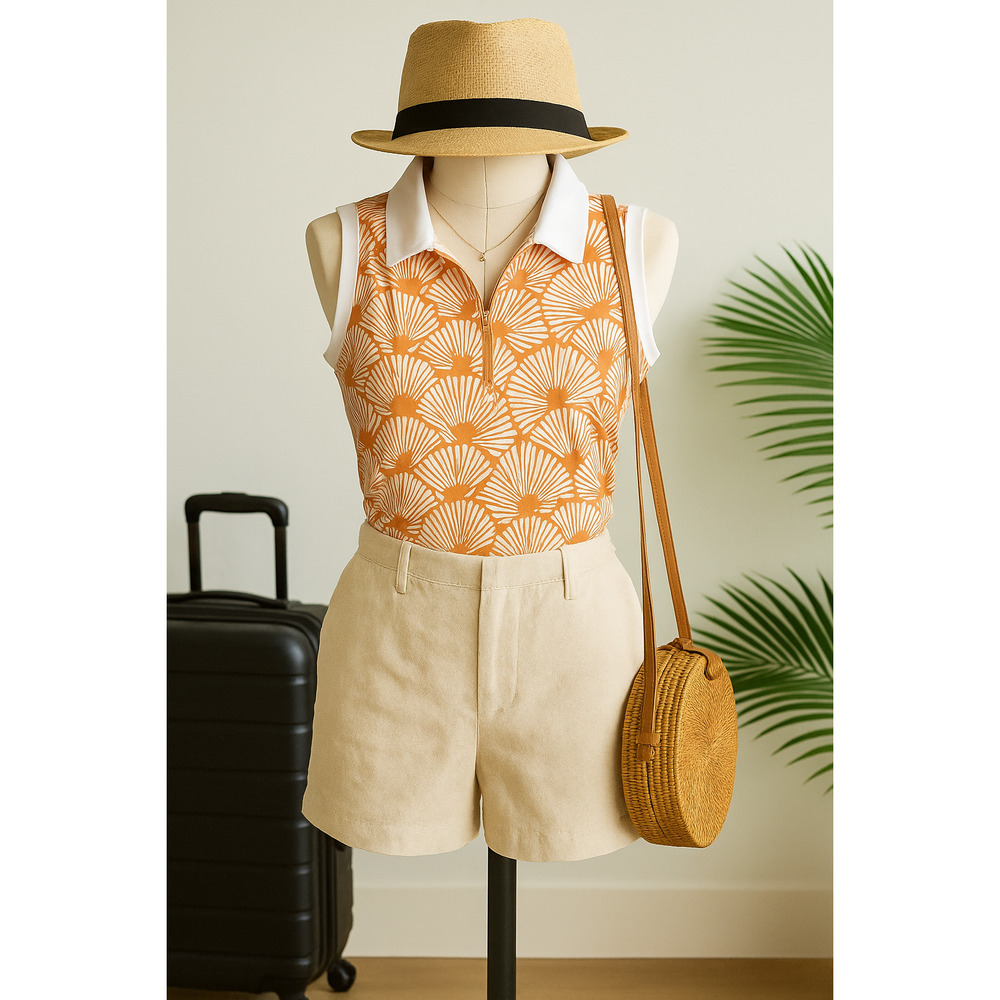 Tommy Bahama Golf Polo | Sleeveless Orange & White | Women’s Size M Activewear - Picture 2 of 8